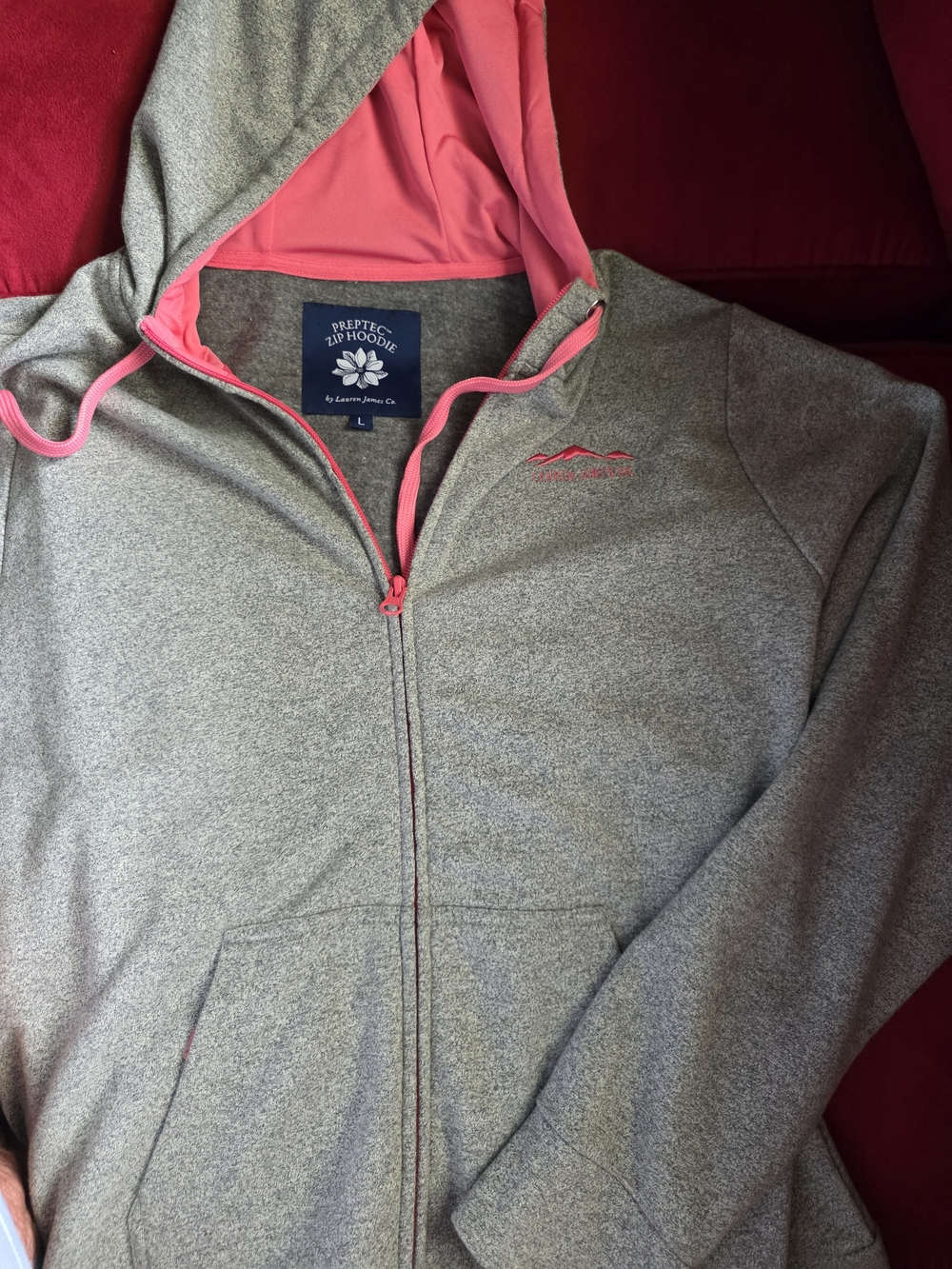 Lauren James Gray and Pink Zip Hoodie